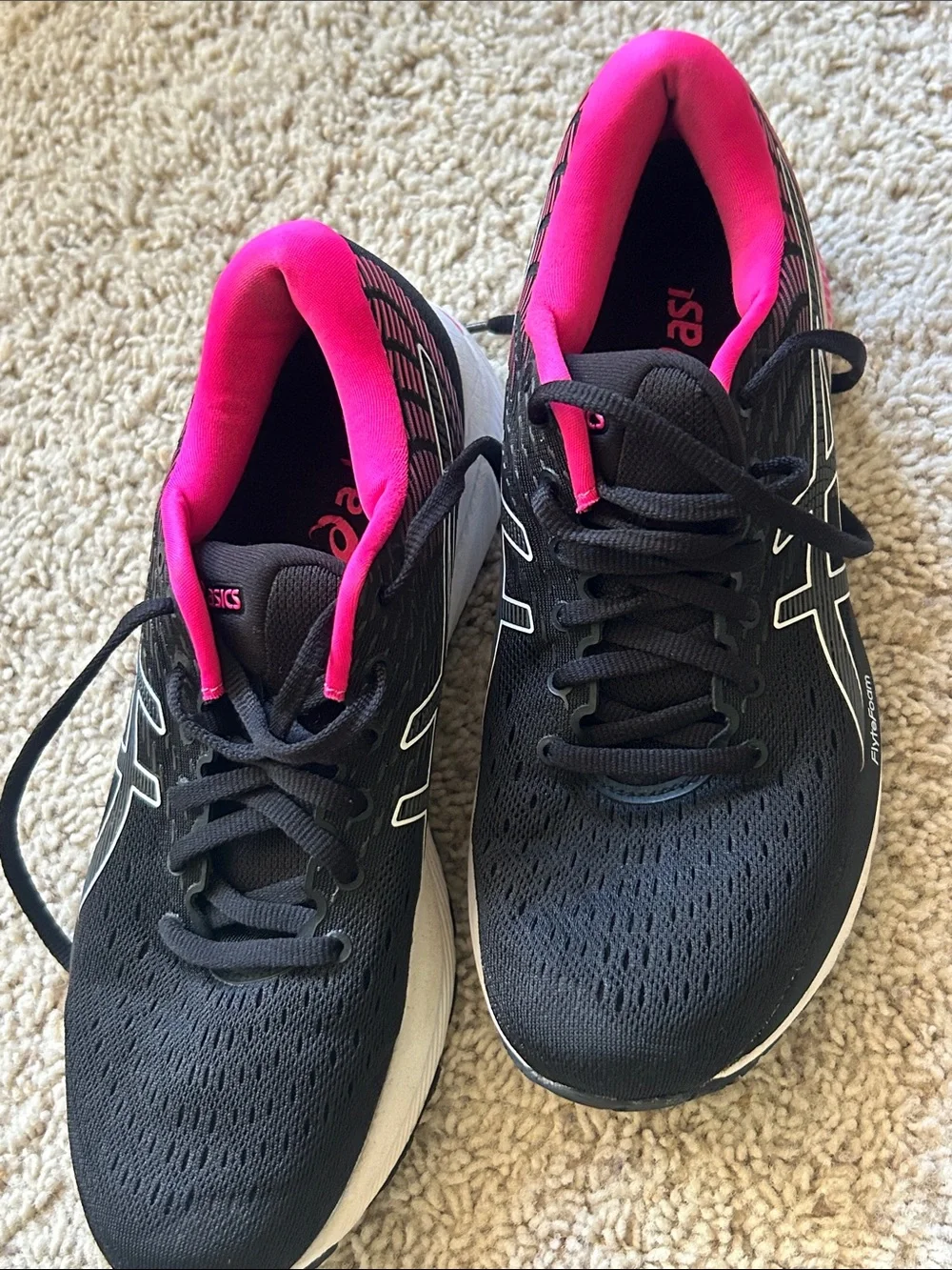 Asics Women's Black & Hot Pink Running Sneakers Gel Cumulus